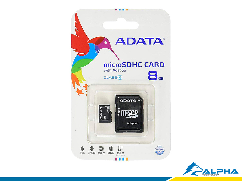 ADATA 8GB Micro SDHC Clase 4 Tarjeta de memoria con Adaptador 